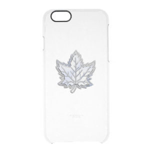 Chrome Like Maple Leaf on Carbon Fiber Print Clear iPhone 6/6S Case