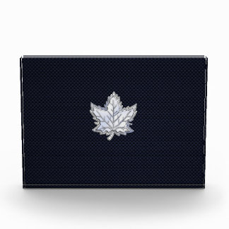 Chrome Like Maple Leaf on Carbon Fiber style Acrylic Award