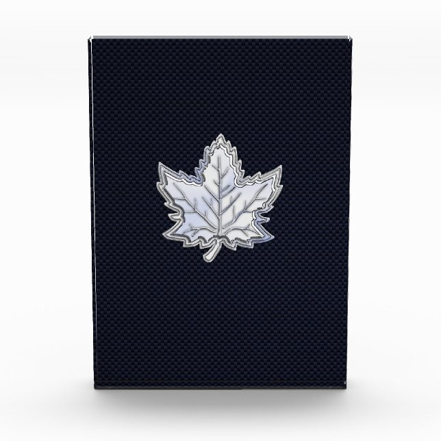 Chrome Like Maple Leaf on Carbon Fiber style Award (Front)