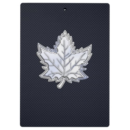 Chrome Like Maple Leaf on Carbon Fiber style Clipboard