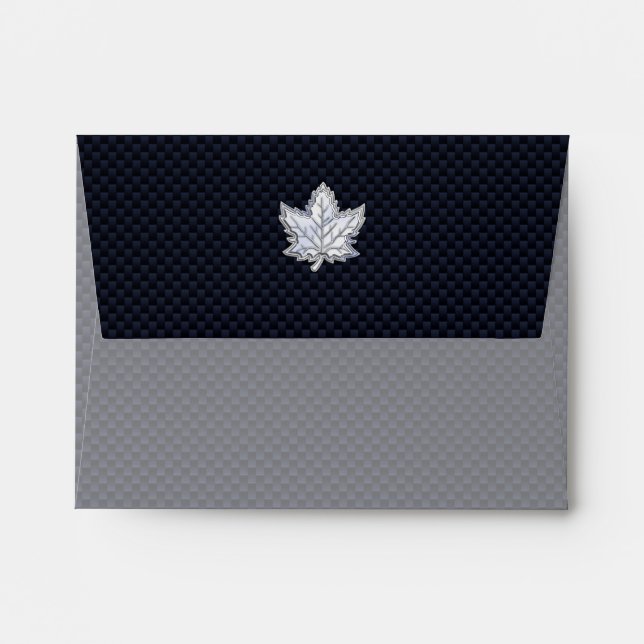 Chrome Like Maple Leaf on Carbon Fiber style Envelope (Back (Top Flap))