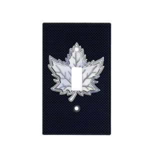 Chrome Like Maple Leaf on Carbon Fiber style Light Switch Cover