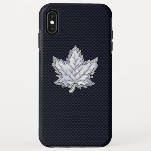 Chrome Like Maple Leaf on Carbon Fiber Stylish iPhone XS Max Case
