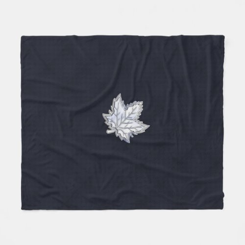 Chrome Like Maple Leaf on racy Carbon Fiber Print Fleece Blanket