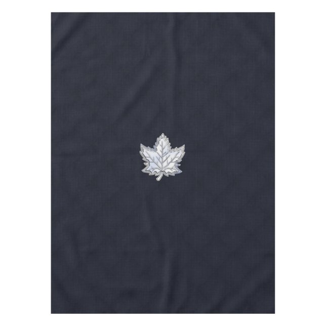 Chrome Like Maple Leaf on racy Carbon Fiber Print Tablecloth (Front)