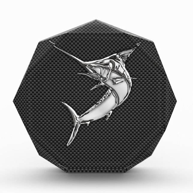Chrome Like Marlin on Carbon Fiber Acrylic Award (Front)