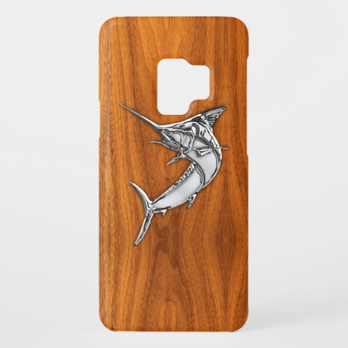 Chrome Like Marlin on Teak Wood Grain Decor Case_Mate Samsung Galaxy S9 Case