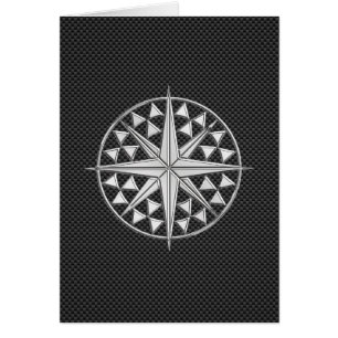 Chrome Like Nautical Star Compass on Carbon Fiber