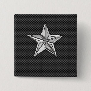 Chrome Like Nautical Star on Carbon Fiber Button
