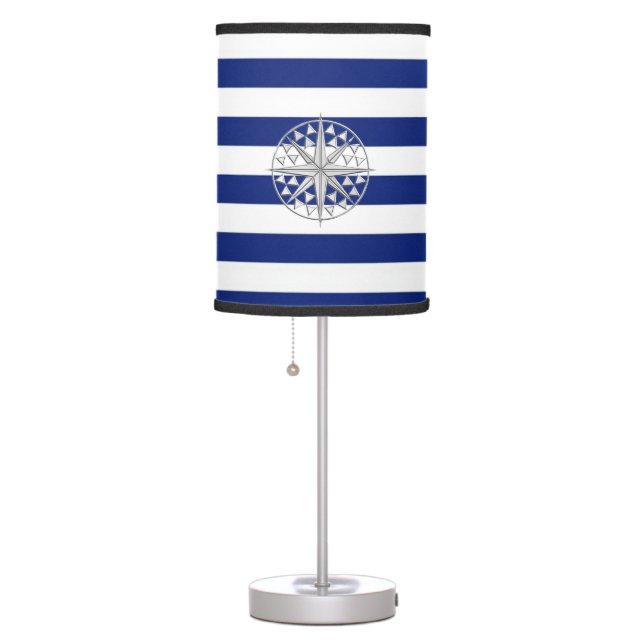 Chrome Like Nautical Star on Navy Stripes Table Lamp (Right)
