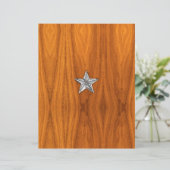 Chrome Like Nautical Star on Teak Veneer (Standing Front)