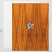 Chrome Like Nautical Star on Teak Veneer (Front/Back)