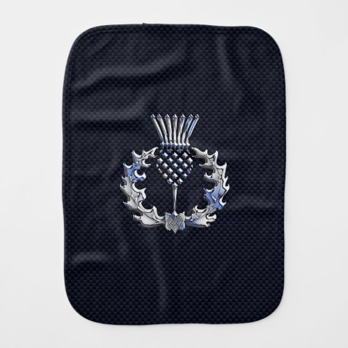 Chrome like on Carbon Fiber Print Scottish Thistle Burp Cloth