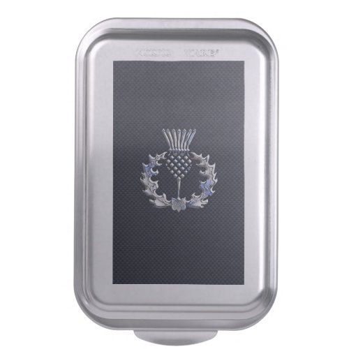 Chrome like on Carbon Fiber Print Scottish Thistle Cake Pan