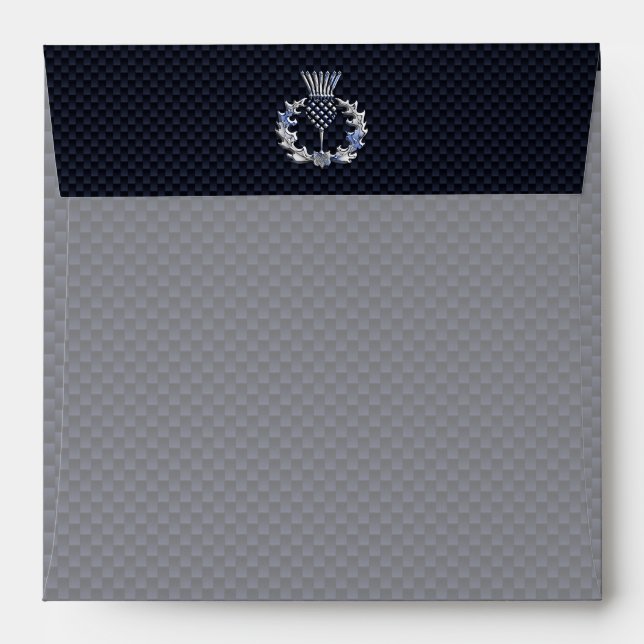 Chrome like on Carbon Fiber Print Scottish Thistle Envelope (Back (Top Flap))