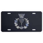 Chrome like on Carbon Fiber Print Scottish Thistle License Plate