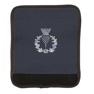 Chrome like on Carbon Fiber Print Scottish Thistle Luggage Handle Wrap