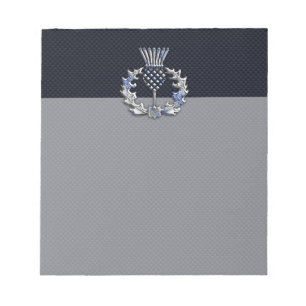 Chrome like on Carbon Fiber Print Scottish Thistle Notepad