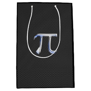 Chrome Like Pi Symbol Charcoal Carbon Fiber Print Medium Gift Bag