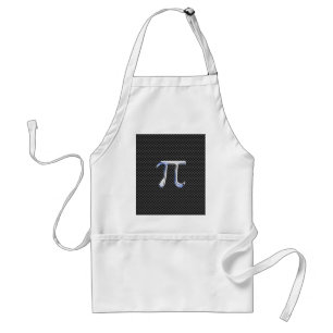 Chrome Like Pi Symbol in Carbon Fiber Style Adult Apron