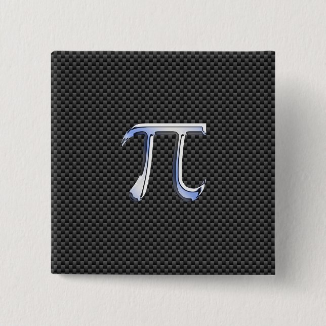 Chrome Like Pi Symbol in Carbon Fiber Style Button (Front)