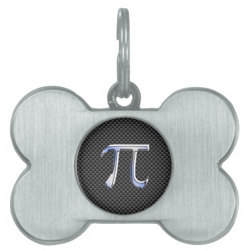 Chrome Like Pi Symbol in Carbon Fiber Style Pet ID Tag