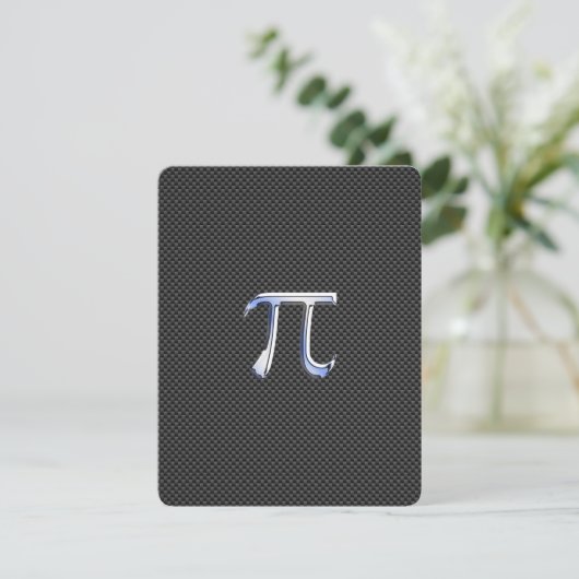 Chrome Like Pi Symbol on Carbon Fiber Print (Standing Front)
