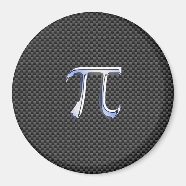 Chrome Like Pi Symbol on Carbon Fiber Print Magnet (Front)