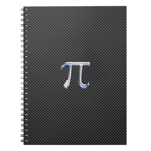 Chrome Like Pi Symbol on Carbon Fiber Print Notebook (Front)