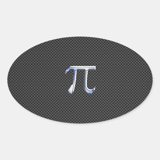Chrome Like Pi Symbol on Carbon Fiber Print Oval Sticker (Front)