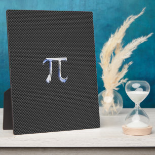 Chrome Like Pi Symbol on Carbon Fiber Print Plaque