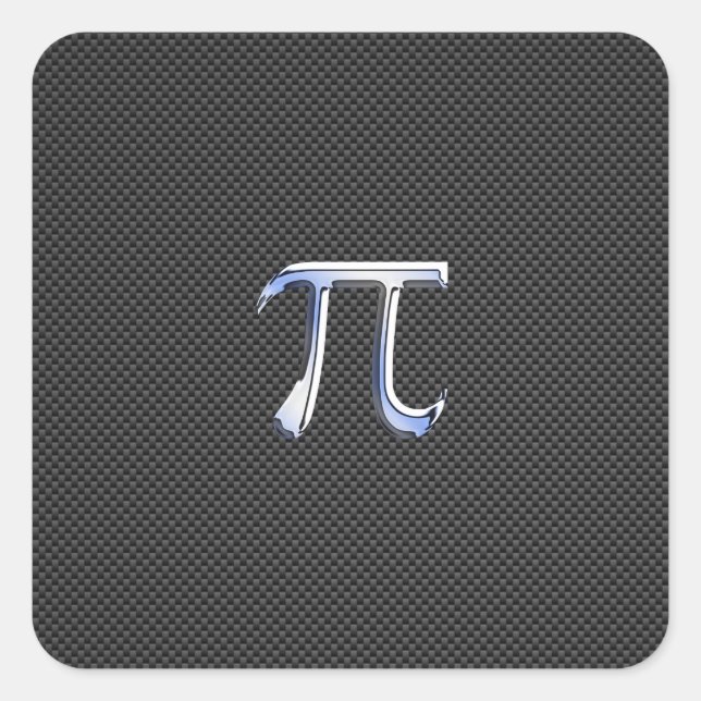 Chrome Like Pi Symbol on Carbon Fiber Print Square Sticker (Front)