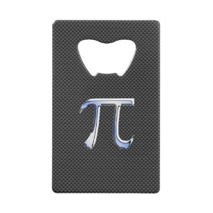 Chrome Like Pi Symbol on Carbon Fiber Style Credit Card Bottle Opener