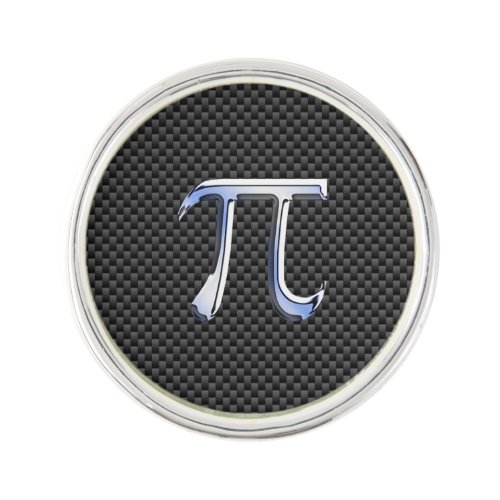Chrome Like Pi Symbol on Carbon Fiber Style Lapel Pin