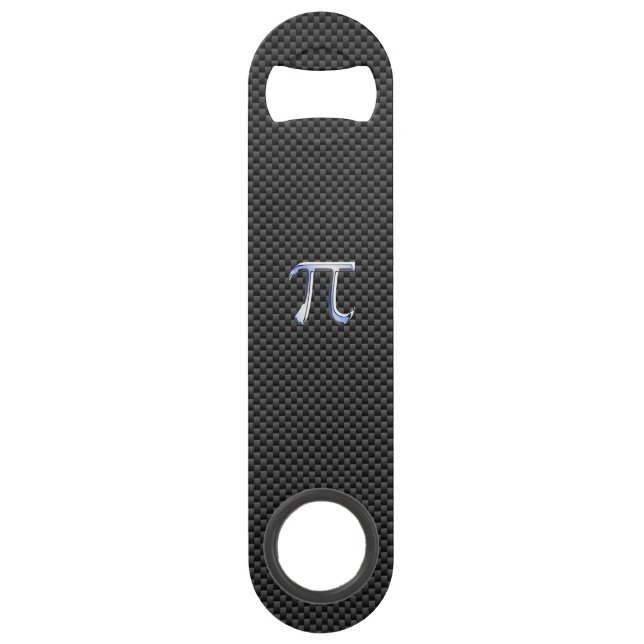 Chrome Like Pi Symbol on Carbon Fiber Style Speed Bottle Opener (Front)