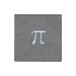 Chrome Like Pi Symbol on Carbon Fiber Style Stone Magnet