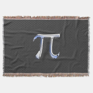 Chrome Like Pi Symbol on Carbon Fiber Style Throw Blanket