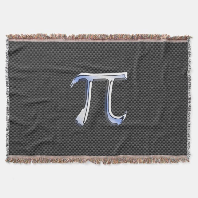 Chrome Like Pi Symbol on Carbon Fiber Style Throw Blanket (Front)