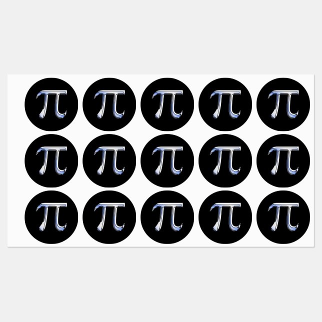 Chrome Like Pi Symbol Print Labels (Sheet)