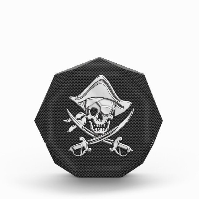 Chrome Like Pirate on Black Carbon Fiber Acrylic Award (Front)