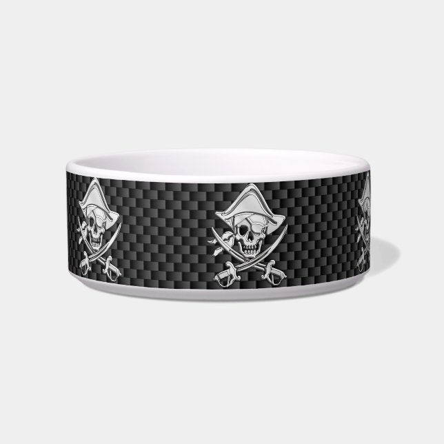 Chrome Like Pirate on Black Carbon Fiber Bowl (Left)
