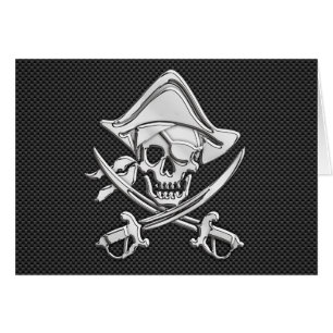 Chrome Like Pirate on Black Carbon Fiber Cards
