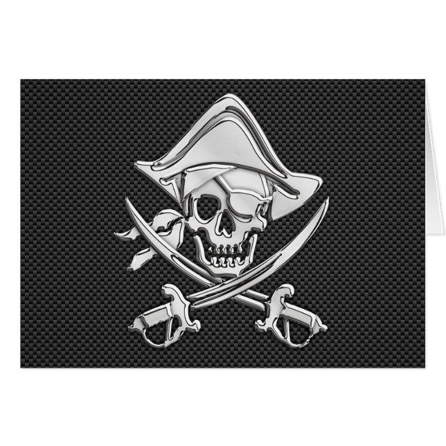 Chrome Like Pirate on Black Carbon Fiber Cards (Front Horizontal)