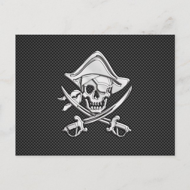 Chrome Like Pirate on Black Carbon Fiber Postcard (Front)