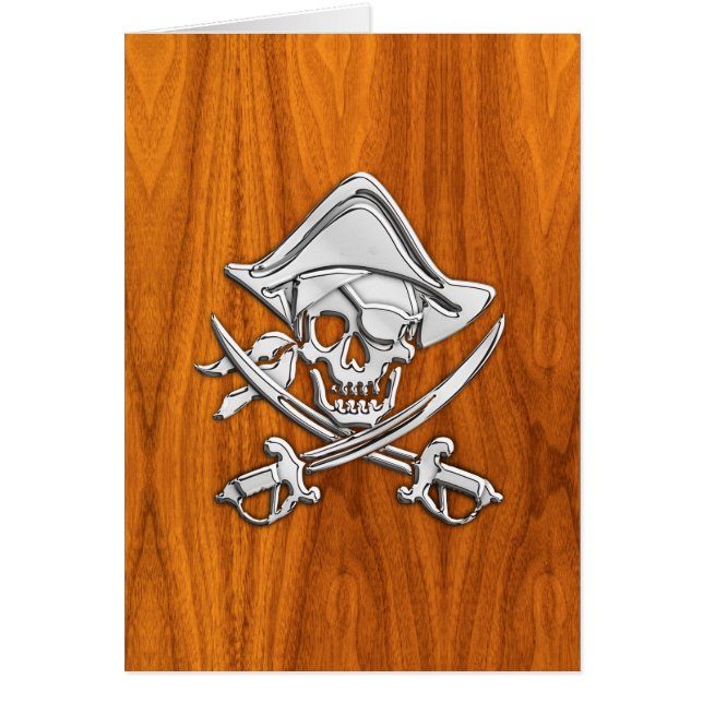 Chrome Like Pirate on Teak Veneer Cards (Front)
