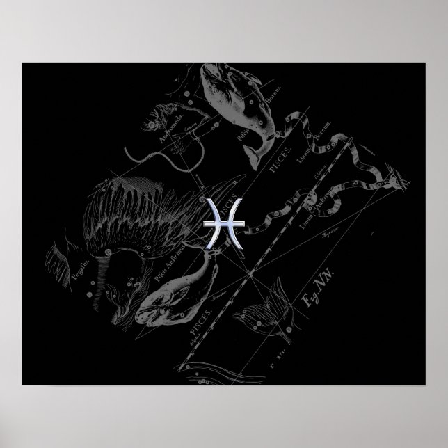 Chrome like Pisces Zodiac Sign on Hevelius 1690 (Front)