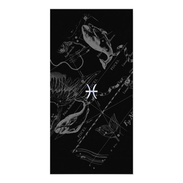 Chrome like Pisces Zodiac Sign on Hevelius 1690 Card (Front)