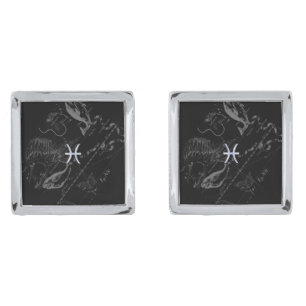 Chrome like Pisces Zodiac Sign on Hevelius Cufflinks