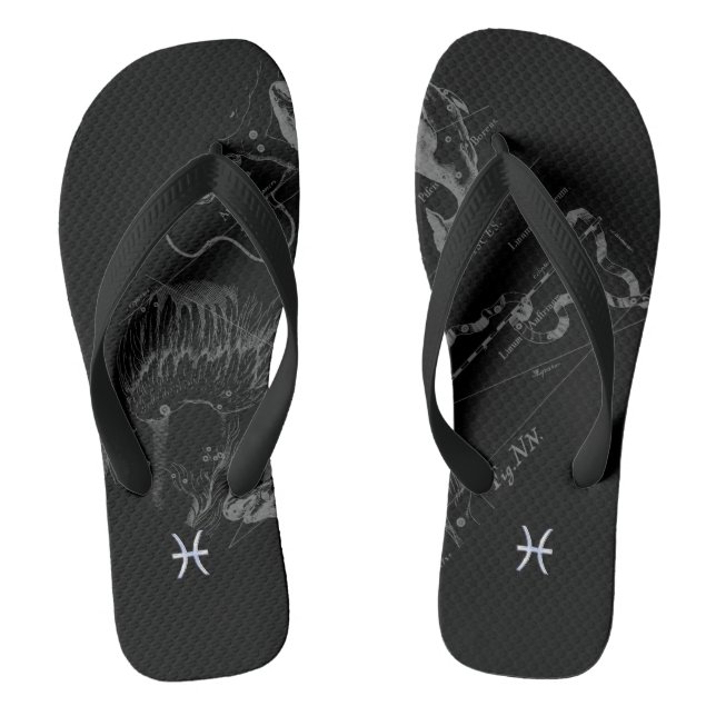 Chrome like Pisces Zodiac Sign on Hevelius Flip Flops (Footbed)