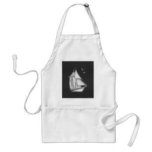 Chrome Like Regatta Sailboat on Carbon Fiber decor Adult Apron
